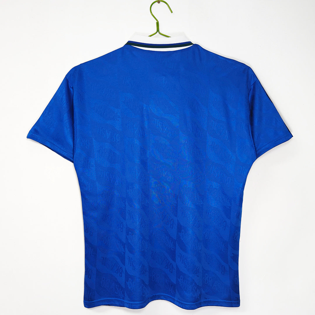 Brazil 1992 Away Blue Retro Jersey - Back