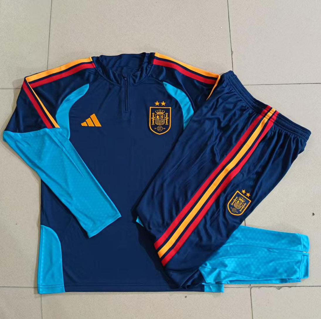 Spain 2026/27 Royal Blue & Sky Blue Kids Half-Zip Training Suit - supplier set view 1