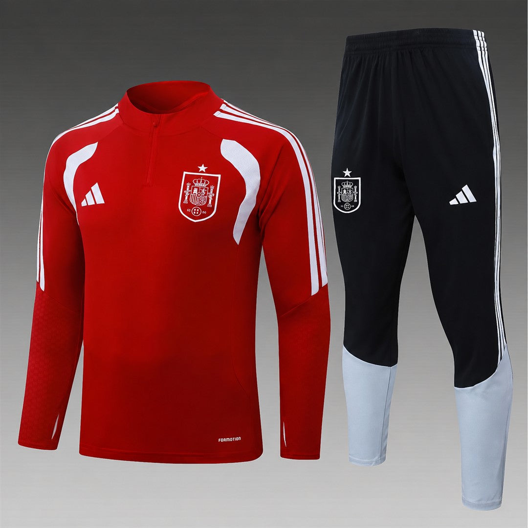 Spain 2026/27 Half-Zip Kids Winter Training Set - Red - clean full set view