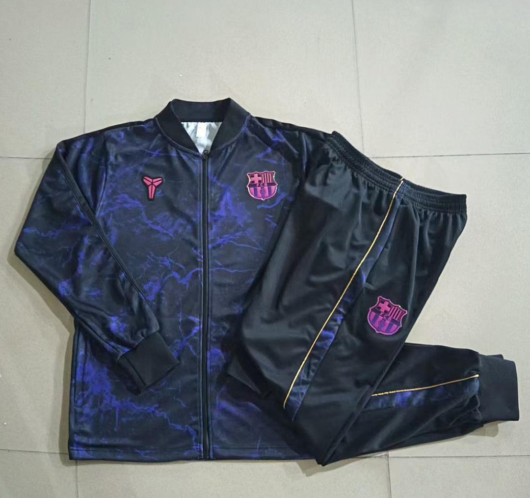 Barcelona 2026/27 Full-Zip Kids Winter Training Set - Black/Purple - clean full set view