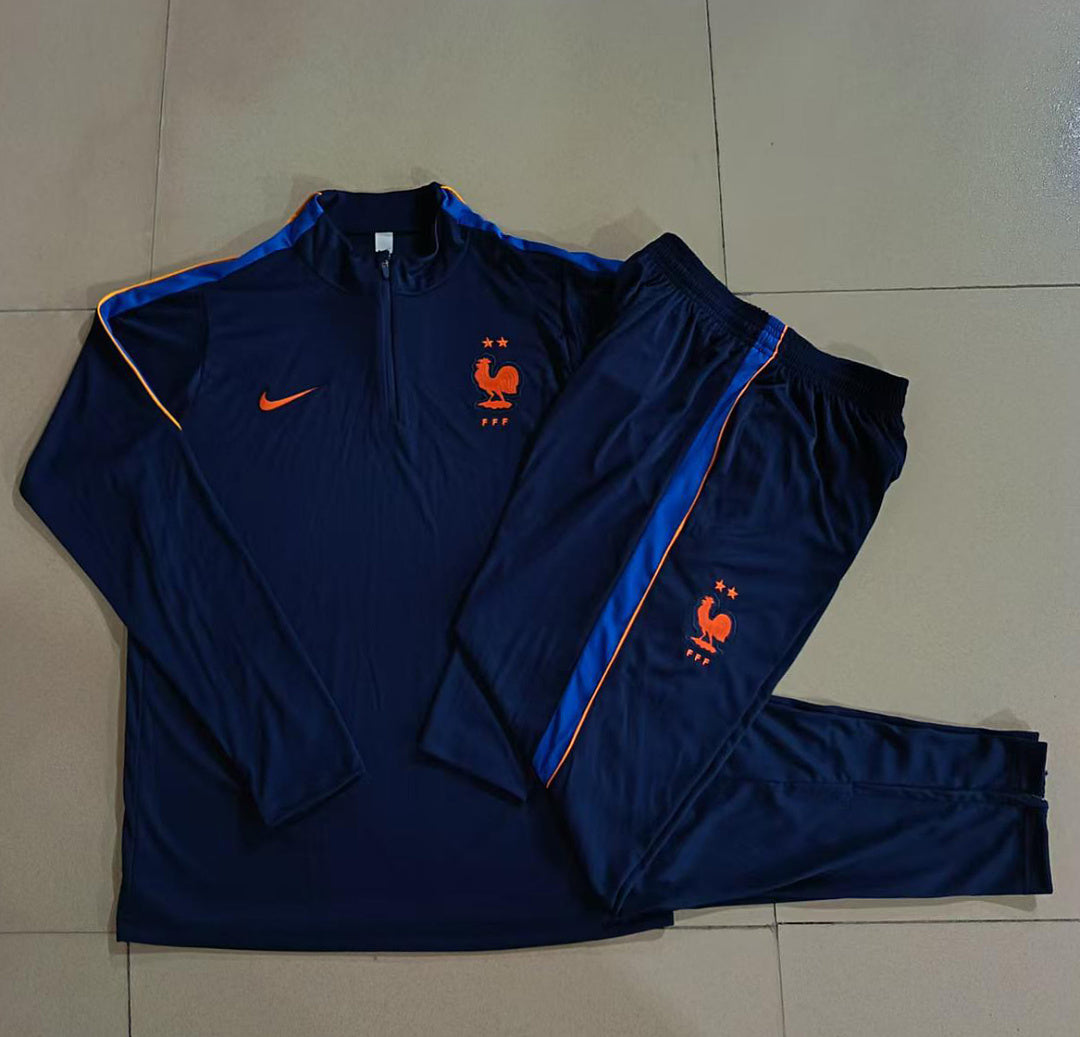 France 2026/27 Half-Zip Kids Winter Training Set - Navy - clean full set view