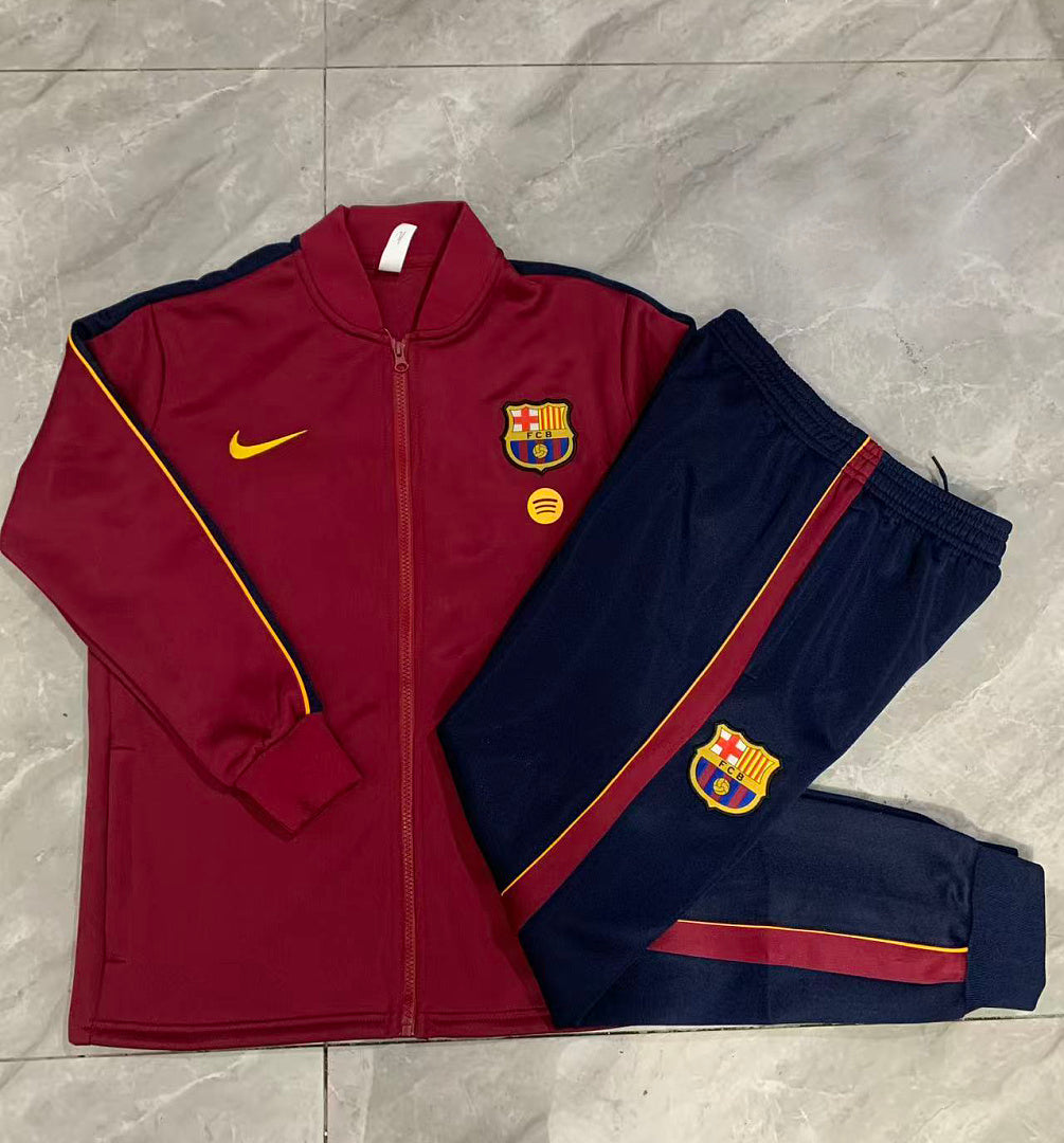 Barcelona 2026/27 Full-Zip Kids Winter Training Set - Maroon/Navy - clean full set view