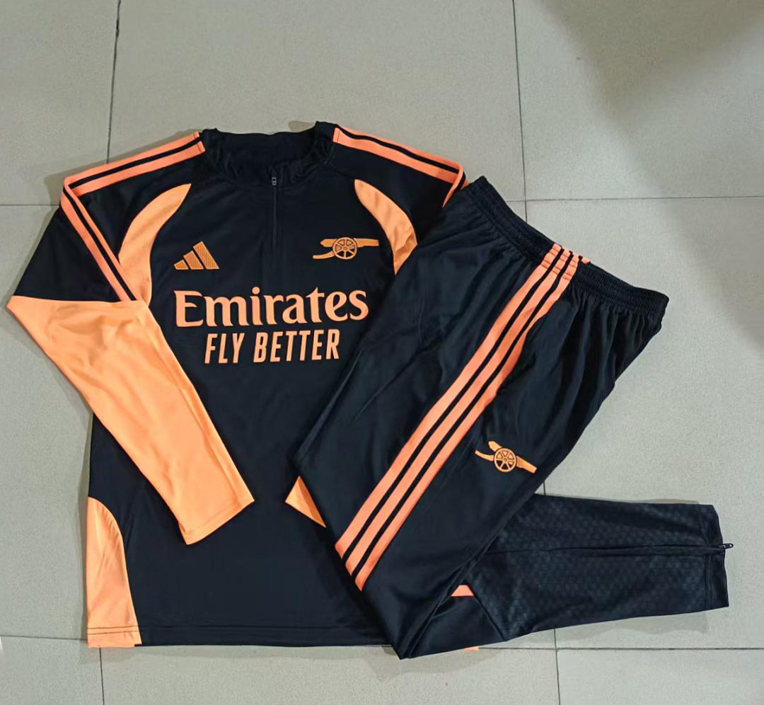 Arsenal 2026/27 Half-Zip Kids Winter Training Set - Black/Orange - clean full set view