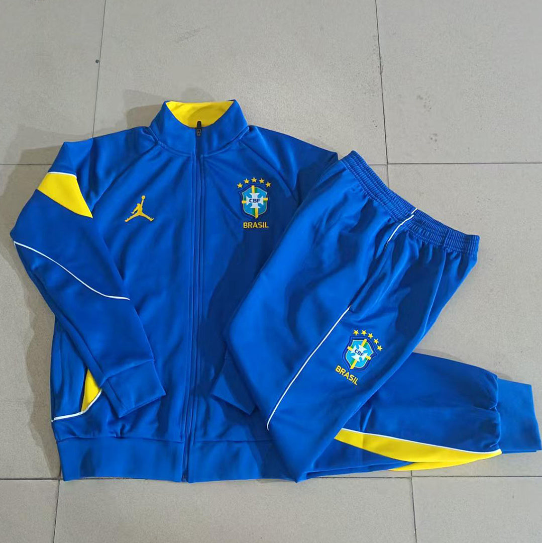 Brazil 2026/27 Full-Zip Kids Winter Training Set - Royal Blue/Yellow - clean full set view