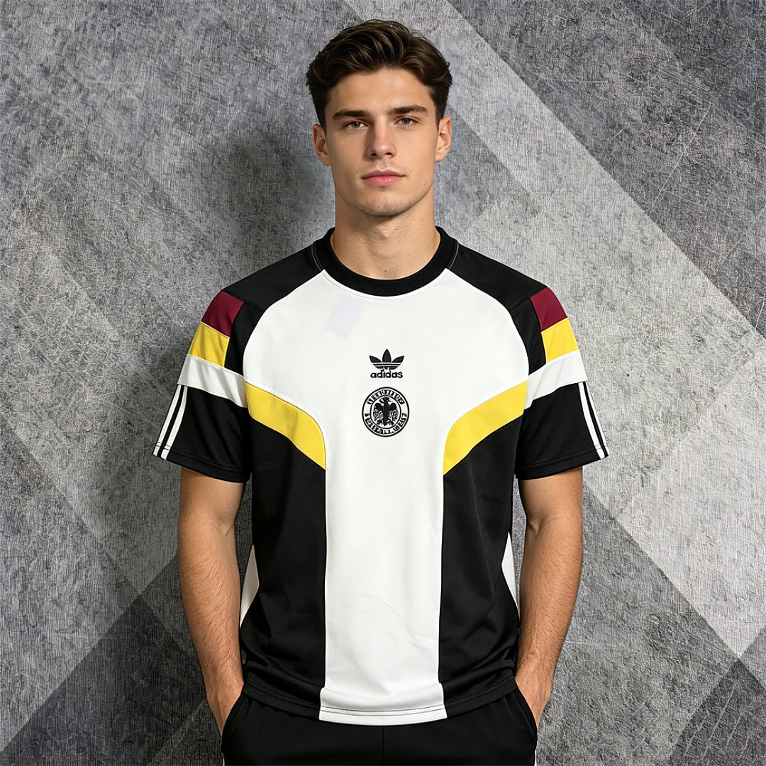 Germany White Black Yellow Oversized T-Shirt - front model view