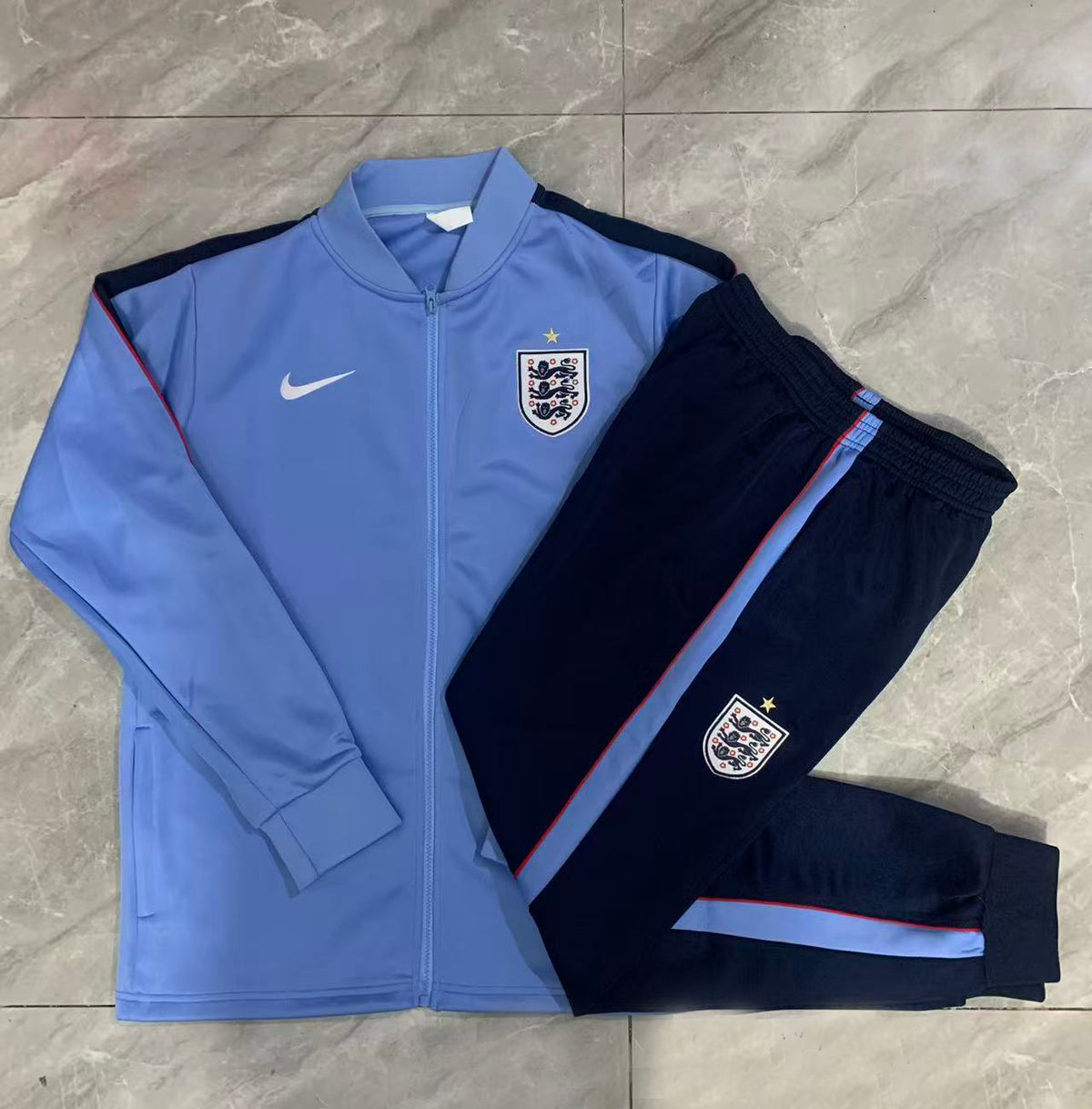 2026/27 England Full-Zip Training Suit – Light Blue/Navy - full set real photo