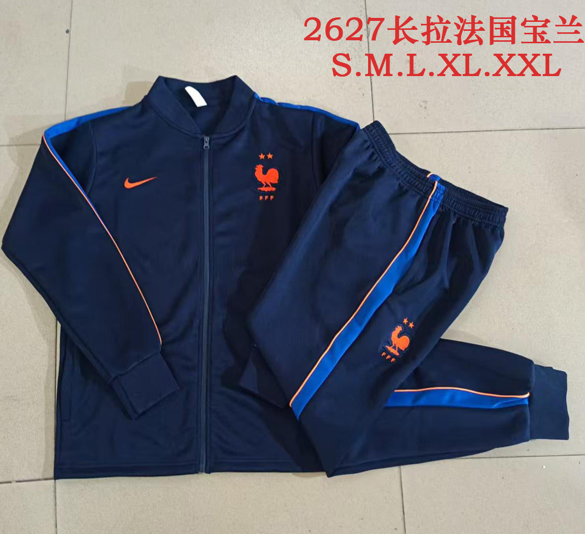 2026/27 France Full-Zip Training Suit – Navy/Royal Blue/Orange - full set real photo