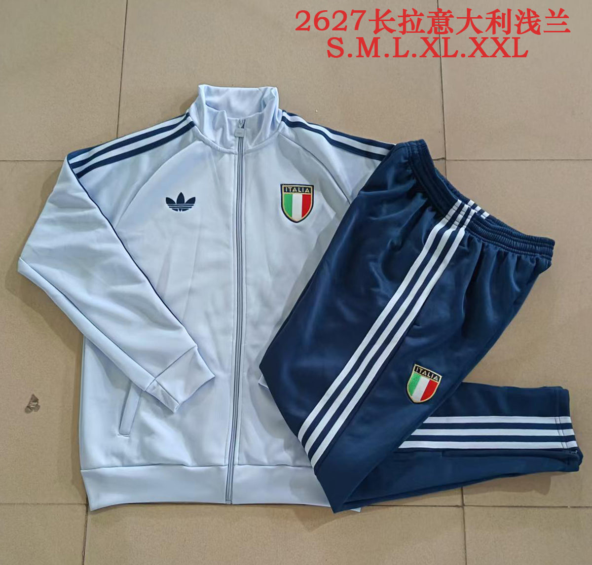 2026/27 Italy Full-Zip Training Suit – Light Blue/Navy - full set real photo