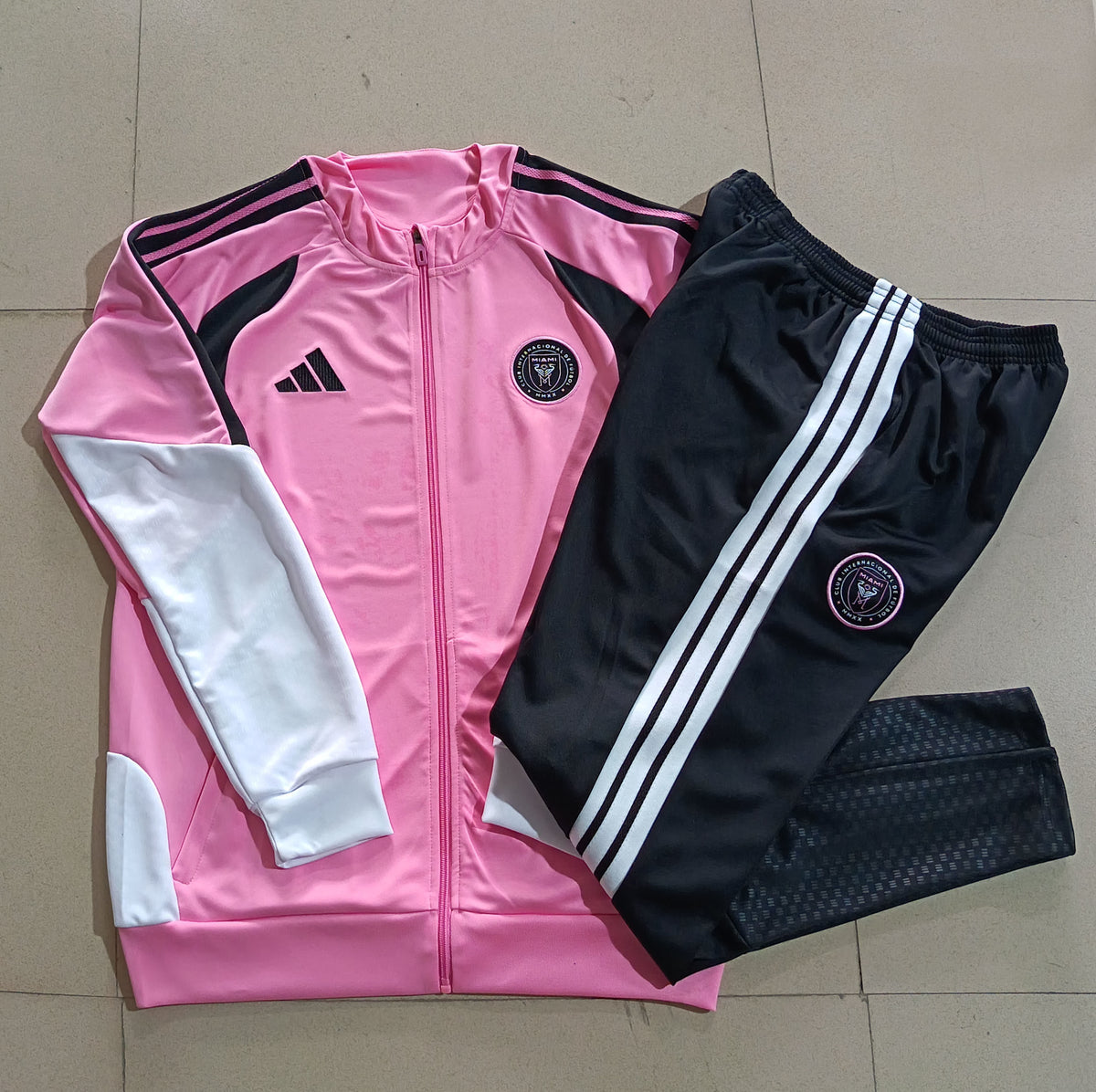 2026/27 Inter Miami CF Full-Zip Training Suit – Pink/Black/White - full set real photo