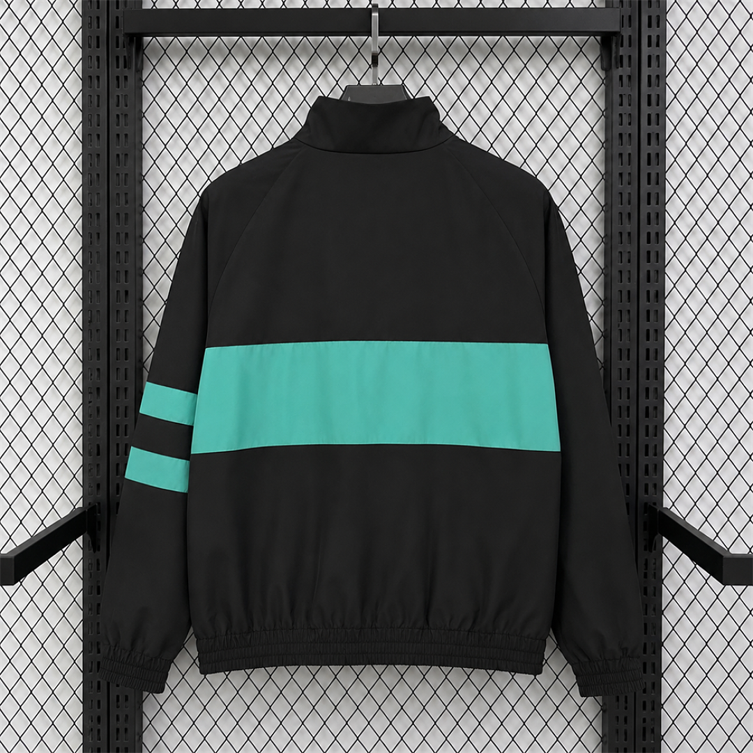 Barcelona Black Retro Windbreaker back