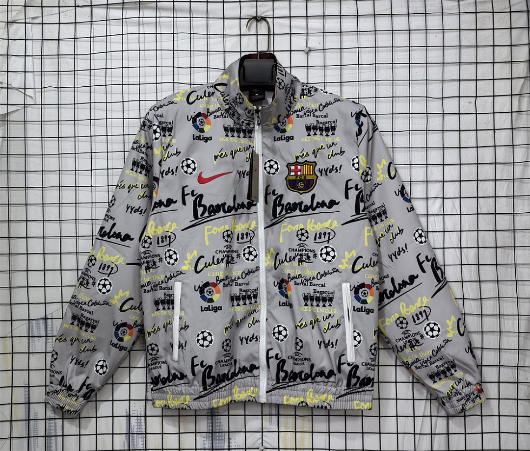 Barcelona 2023/24 Grey Print Windbreaker back