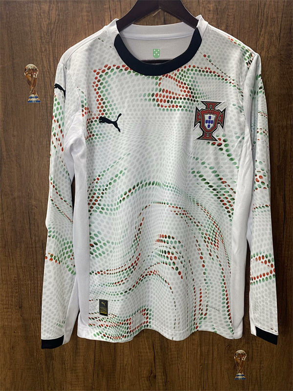 [stock] Portugal 2025 White Away Jersey - Puma Red Green Dot Pattern