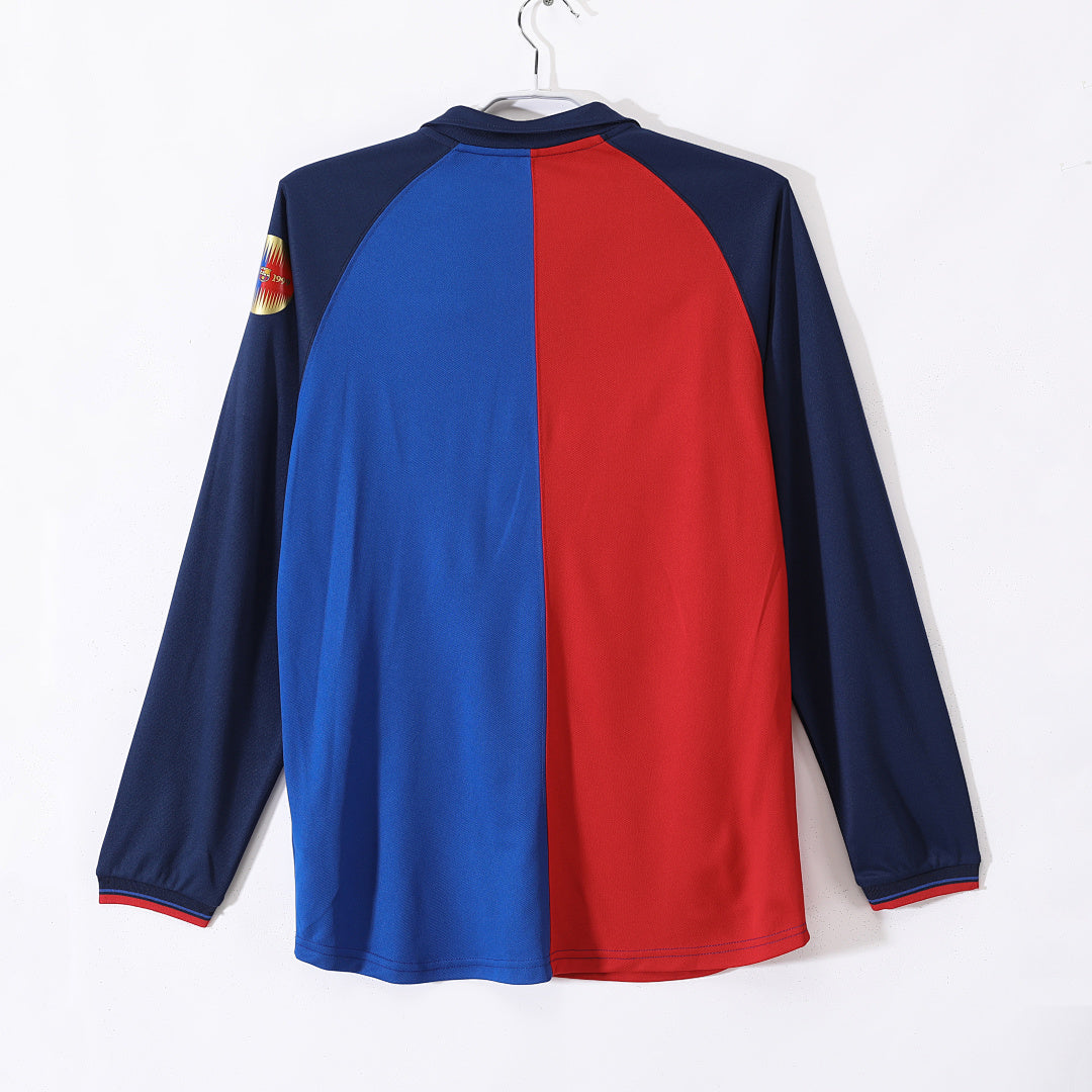 Barcelona 1999/00 Centenary Home Long Sleeve Retro Jersey - Back