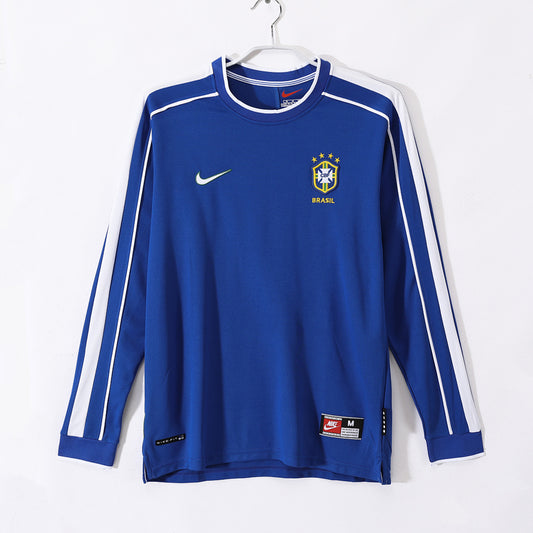 Brazil 1998 Away Long Sleeve Retro Jersey - Front
