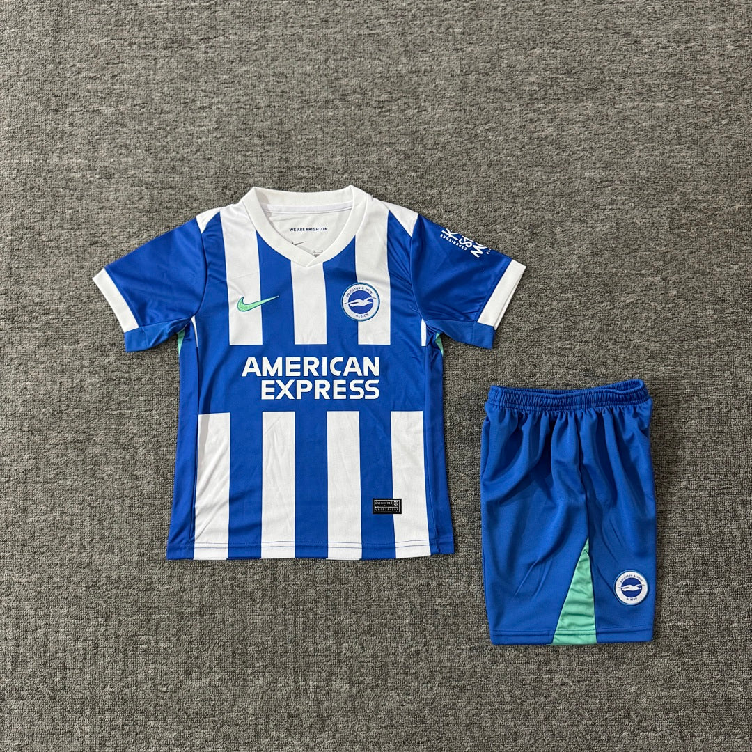 Brighton & Hove Albion 2025/26 Home Kids Football Kit - Front