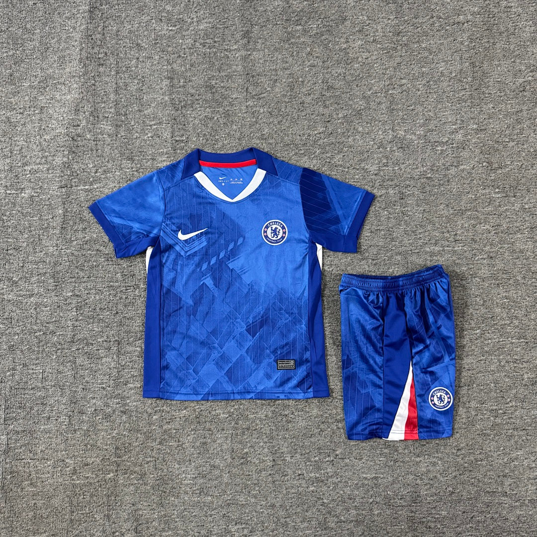 Chelsea 2025/26 Home Kids Football Kit - Front