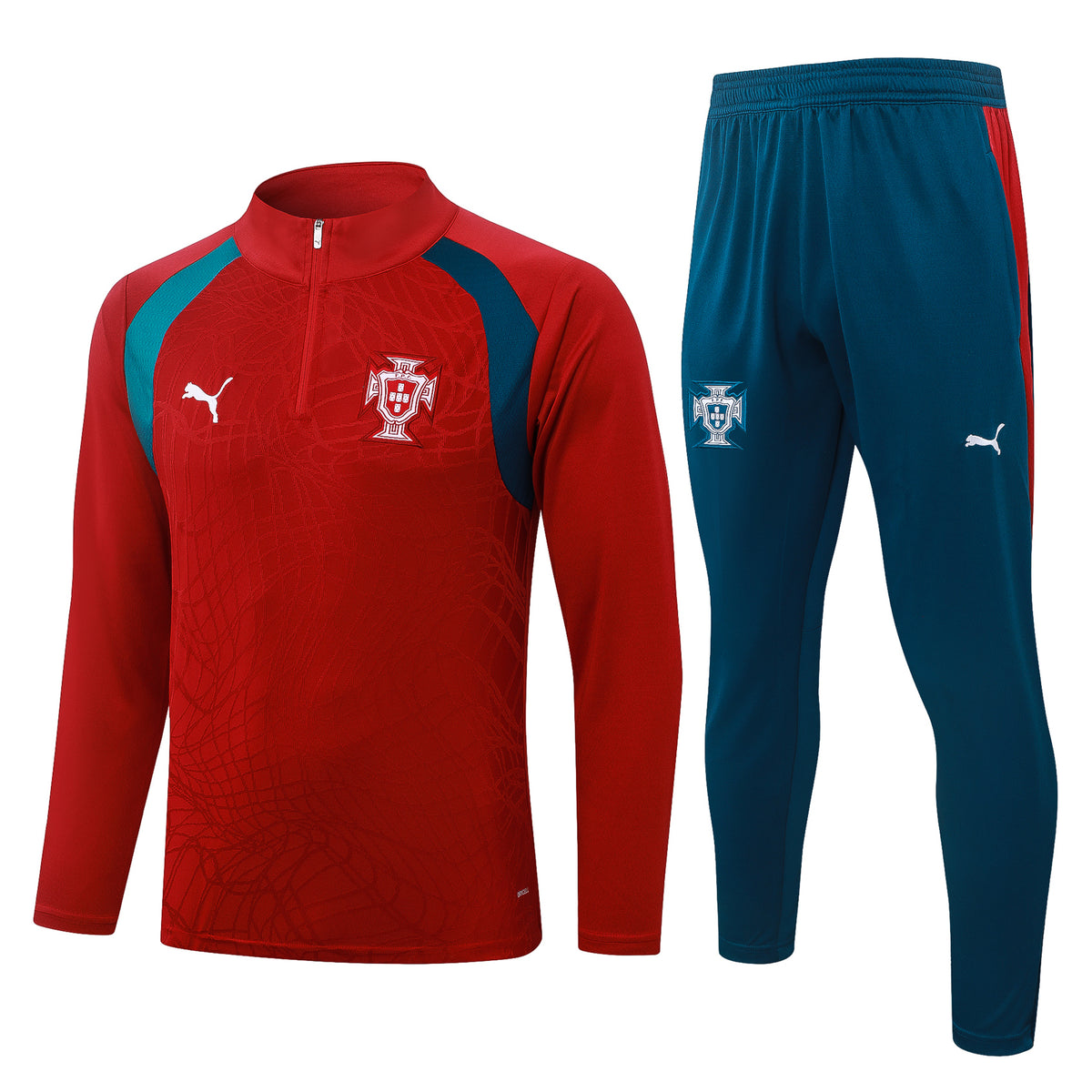 2026/27 Portugal Half-Zip Training Suit - Red - full set