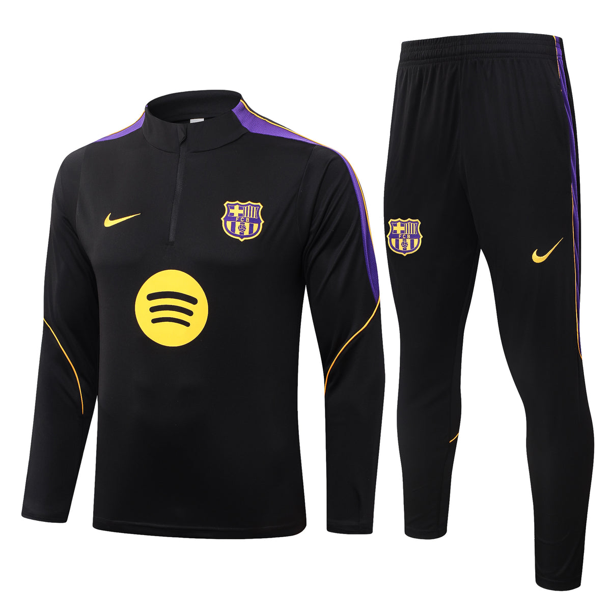 2026/27 FC Barcelona Half-Zip Training Suit - Black - full set