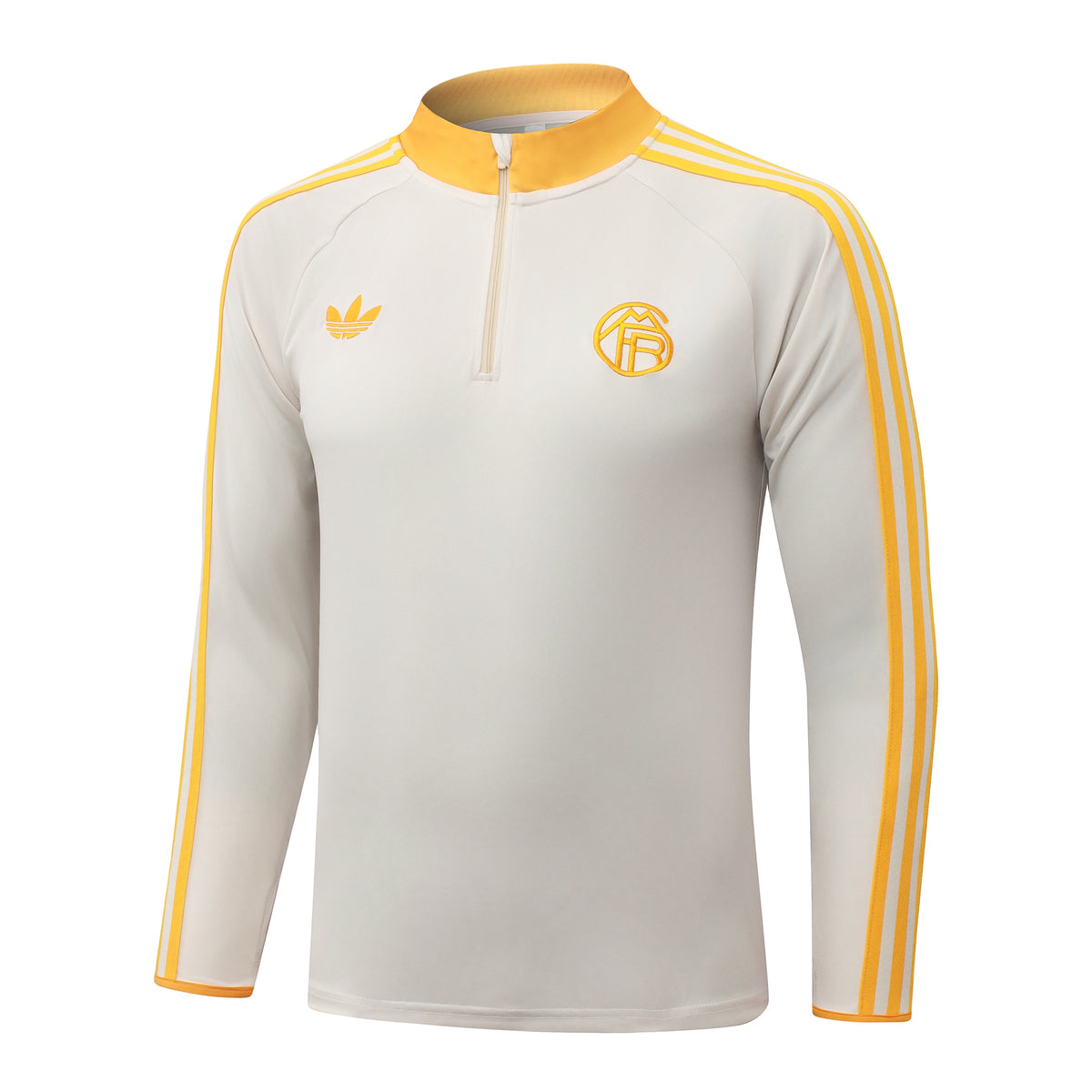 2026/27 Bayern Munich Half-Zip Training Suit - Beige / Orange Collar - top only