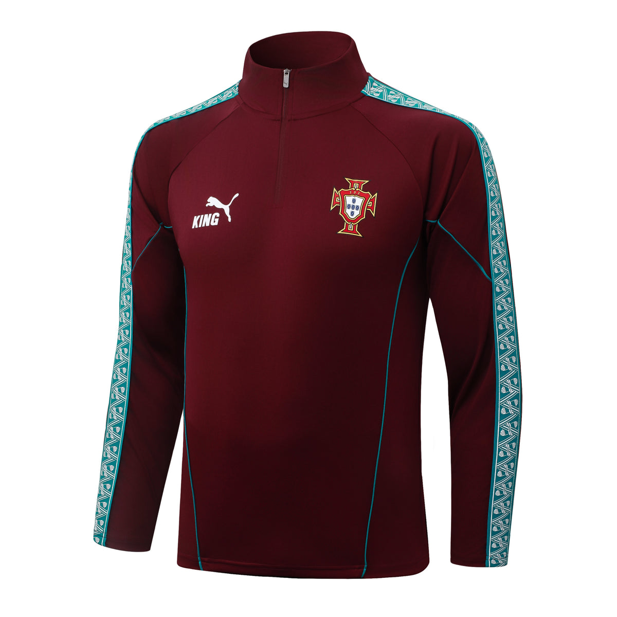 2026/27 Portugal Half-Zip Training Suit - Maroon - top only