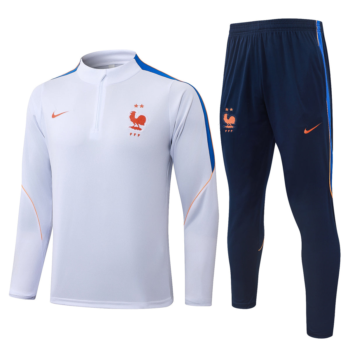 2026/27 France Half-Zip Training Suit - White - full set