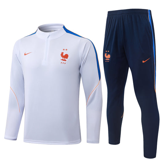 2026/27 France Half-Zip Training Suit - White - full set