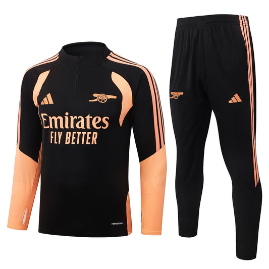 2026/27 Arsenal Half-Zip Training Suit - Black / Orange - full set