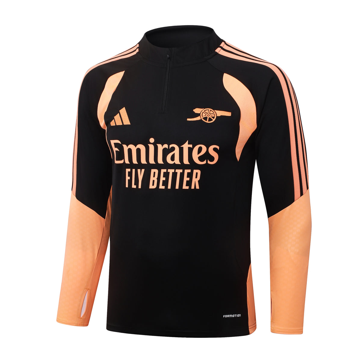 2026/27 Arsenal Half-Zip Training Suit - Black / Orange - top only