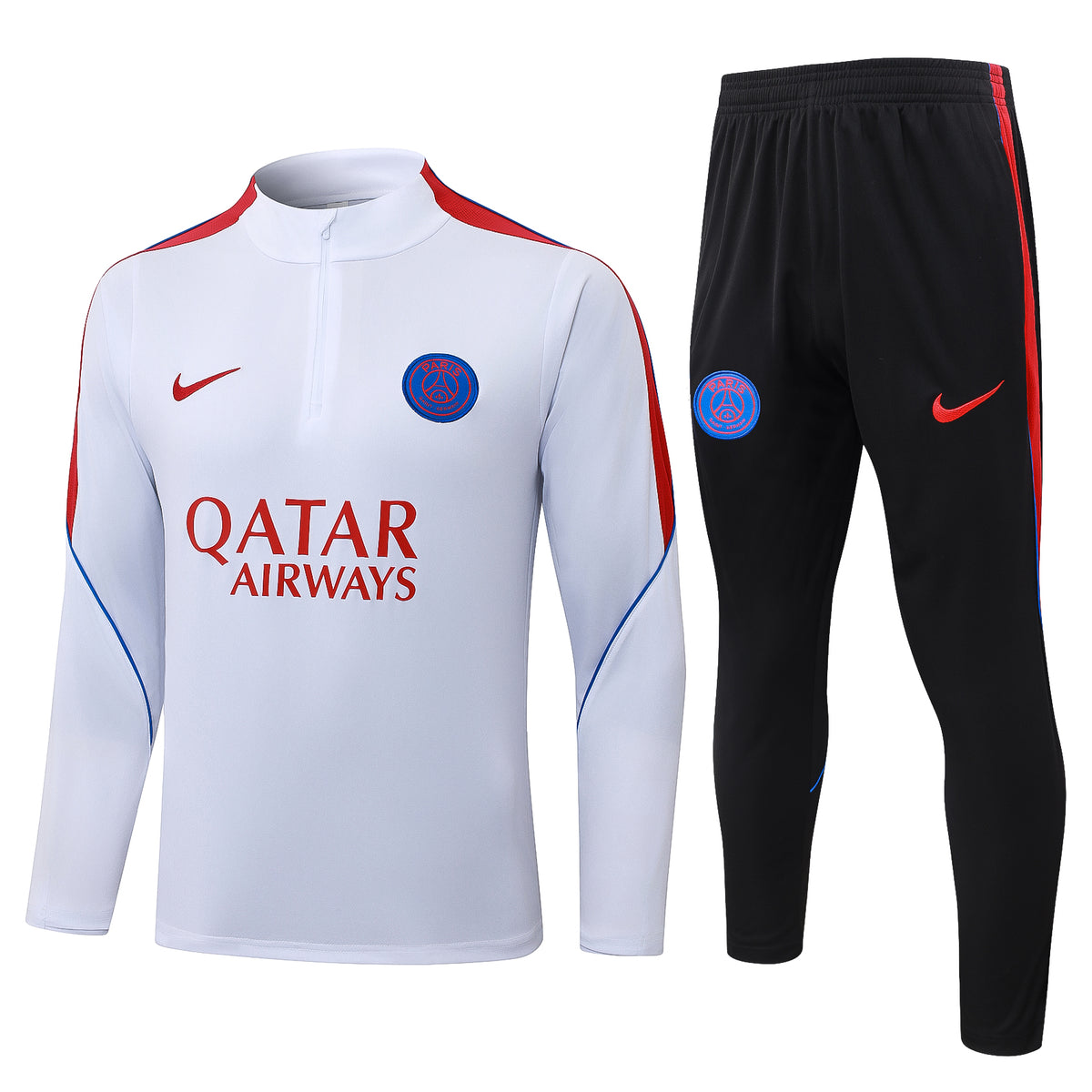 2026/27 Paris Saint-Germain Half-Zip Training Suit - White / Red - full set