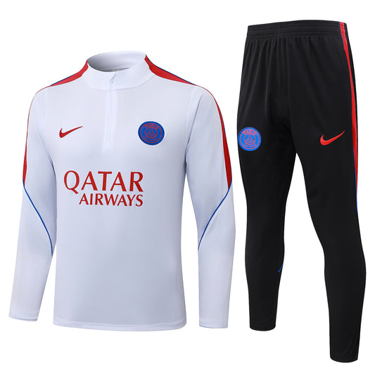 2026/27 Paris Saint-Germain Half-Zip Training Suit - White / Red - full set