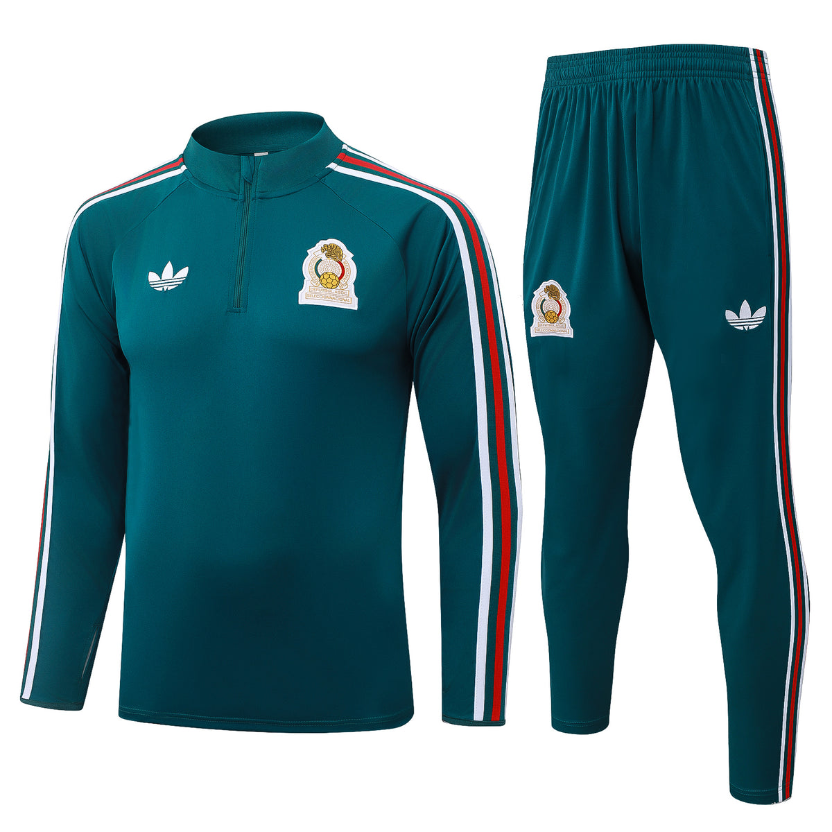 2026/27 Mexico Half-Zip Training Suit - Dark Green - full set