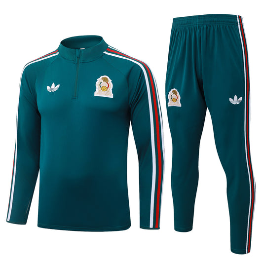 2026/27 Mexico Half-Zip Training Suit - Dark Green - full set