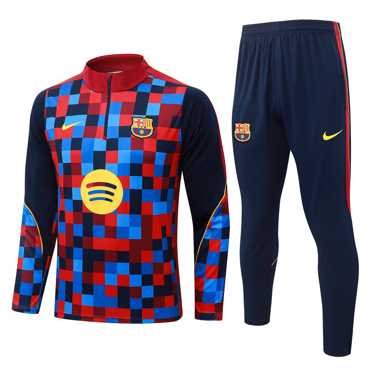 2026/27 FC Barcelona Half-Zip Training Suit - Checkered - full set