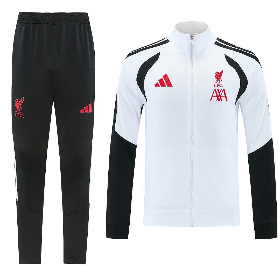 2026/27 Liverpool Design 02 Full-Zip Training Suit - White/Black - full set front