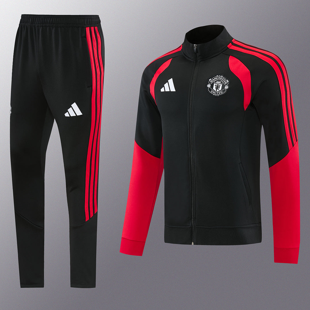 2026/27 Manchester United Design 02 Full-Zip Training Suit - Black/Red - full set front