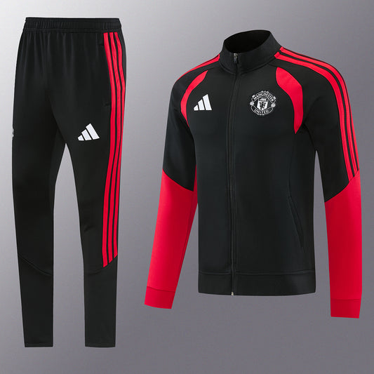 2026/27 Manchester United Design 02 Full-Zip Training Suit - Black/Red - full set front