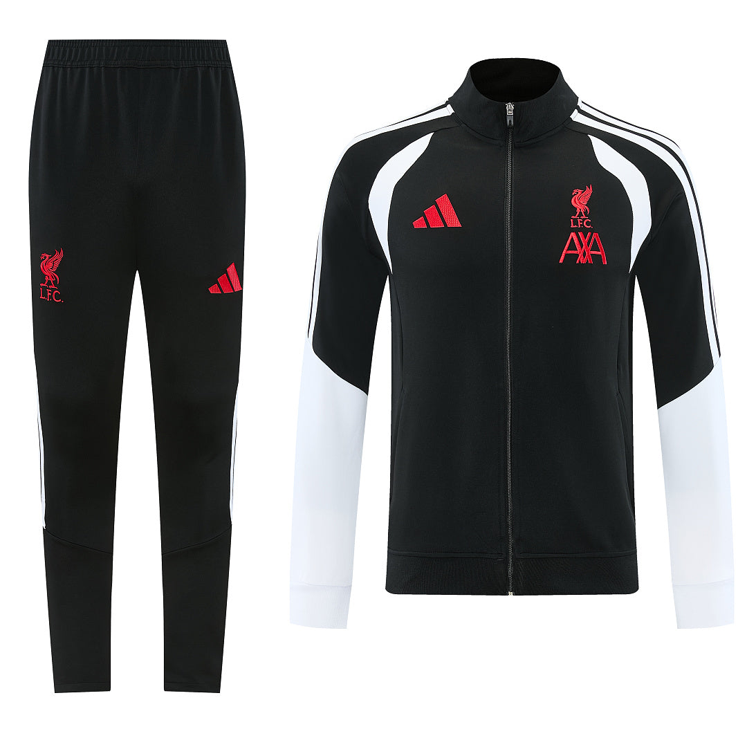 2026/27 Liverpool Design 02 Full-Zip Training Suit - Black/White - full set front