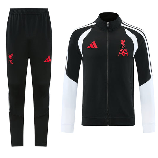 2026/27 Liverpool Design 02 Full-Zip Training Suit - Black/White - full set front