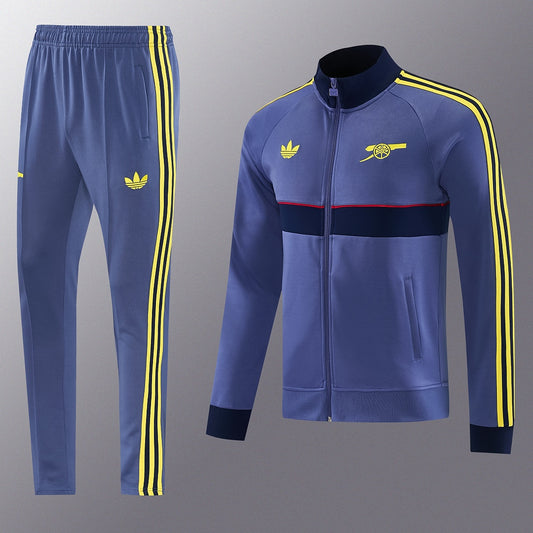 2026/27 Arsenal Design 08 Full-Zip Training Suit - Blue Grey/Navy/Yellow - full set front