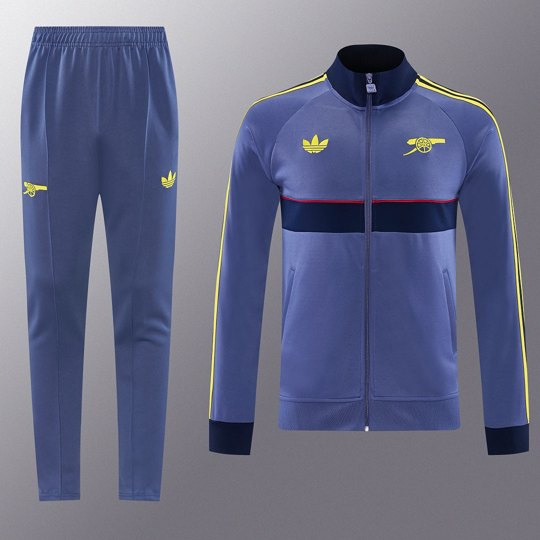 2026/27 Arsenal Design 08 Full-Zip Training Suit - Blue Grey/Navy/Yellow - full set back