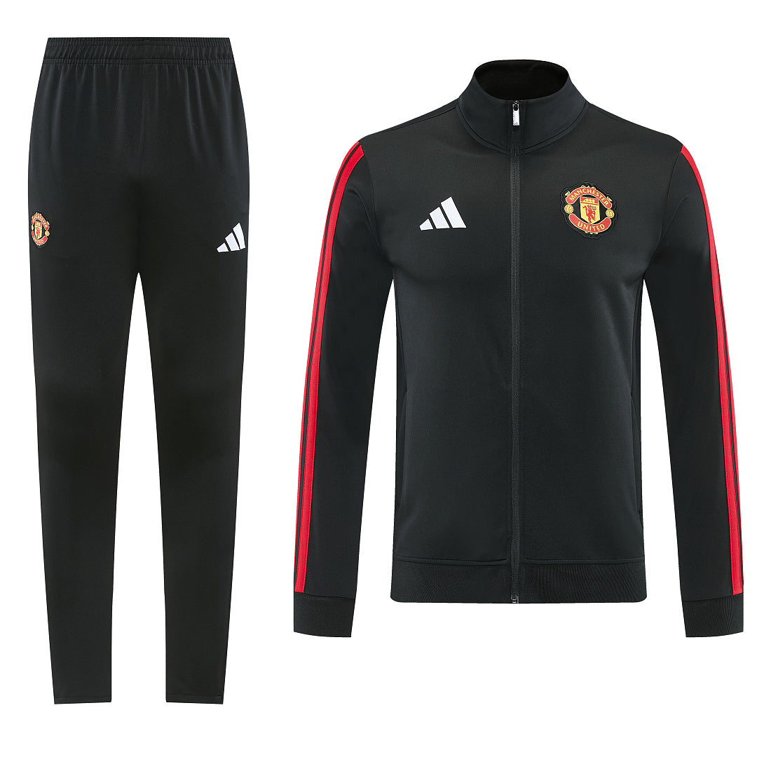 2026/27 Manchester United Design 01 Full-Zip Training Suit - Black/Red - full set front