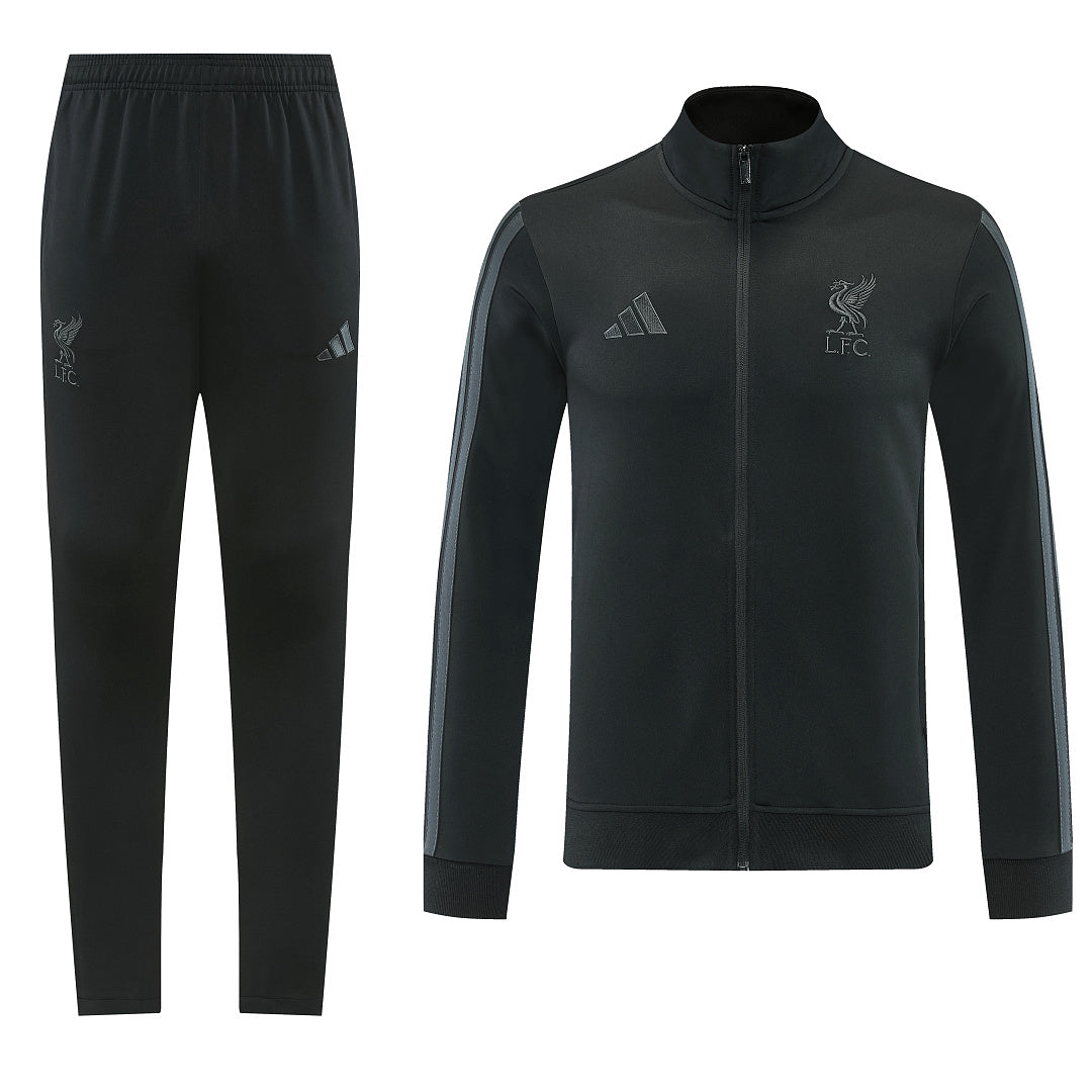 2026/27 Liverpool Design 01 Full-Zip Training Suit - Black/Grey - full set front
