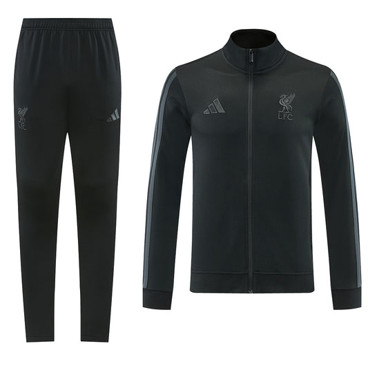 2026/27 Liverpool Design 01 Full-Zip Training Suit - Black/Grey - full set front