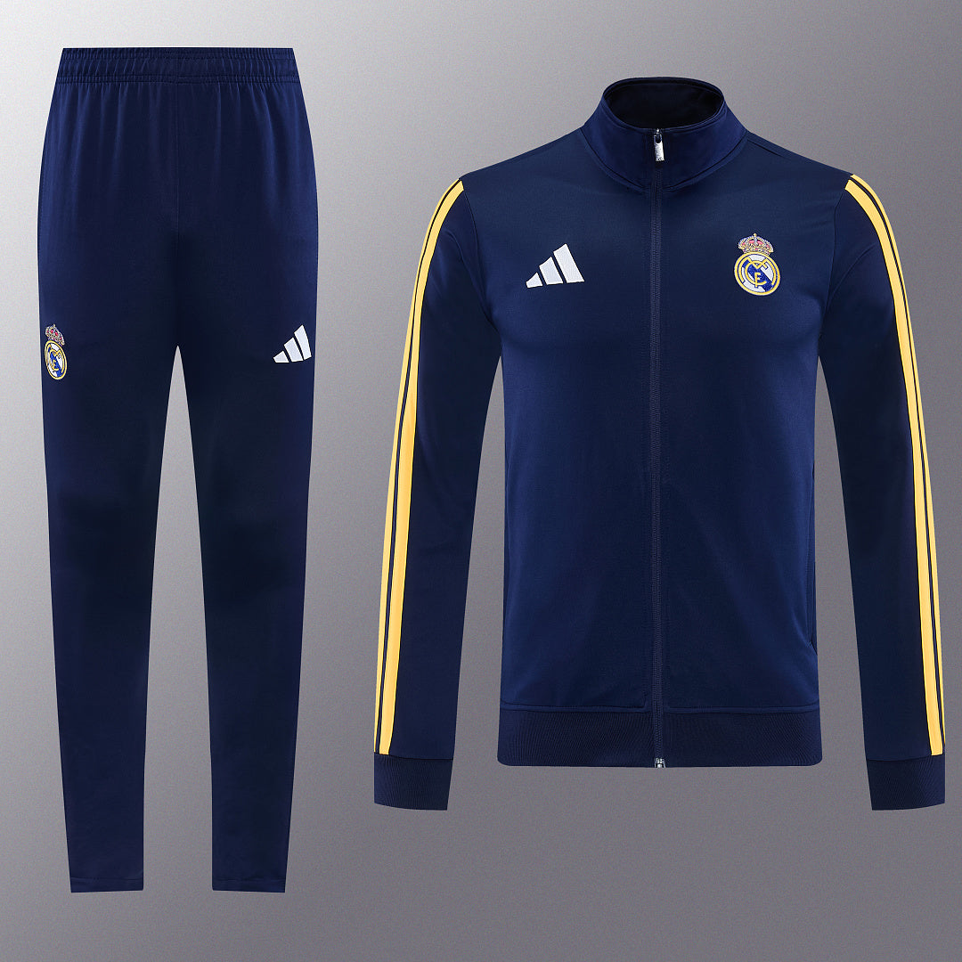 2026/27 Real Madrid Design 01 Full-Zip Training Suit - Navy/Yellow - full set back