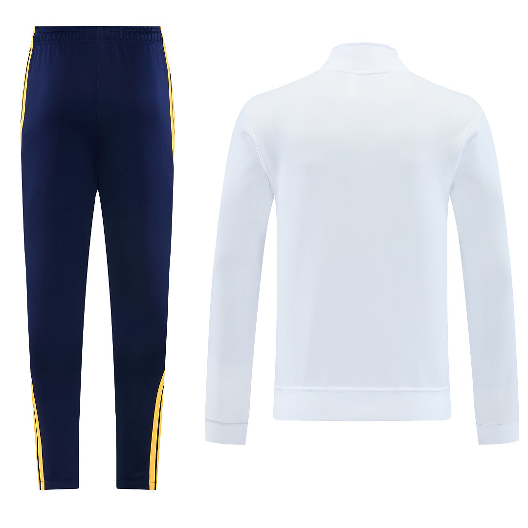 2026/27 Real Madrid Design 01 Full-Zip Training Suit - White/Navy/Yellow - full set back