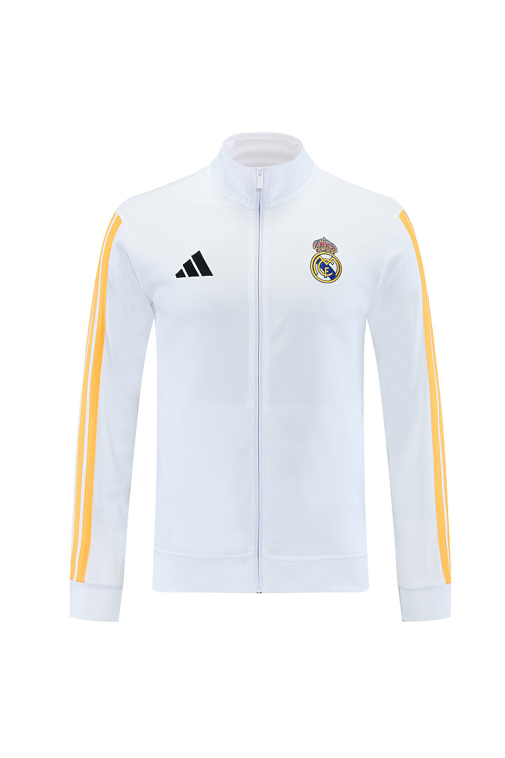 2026/27 Real Madrid Design 01 Full-Zip Training Suit - White/Navy/Yellow - top front