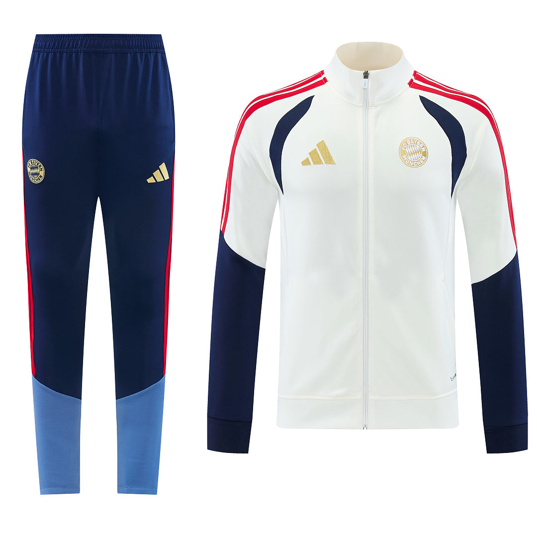 2026/27 Bayern Munich Design 02 Full-Zip Training Suit - Cream/Navy/Red - full set front