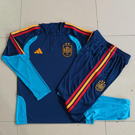Spain 2026/27 Royal Blue & Sky Blue Kids Half-Zip Training Suit - supplier set view 1