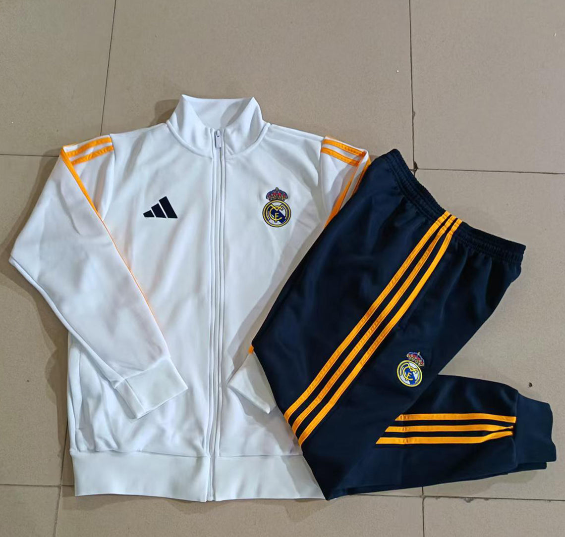 Real Madrid 2026/27 White, Navy & Yellow Kids Full-Zip Training Suit - supplier set view 1