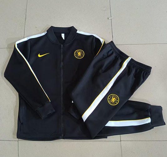 Chelsea 2026/27 Black & Yellow Kids Full-Zip Training Suit - supplier set view 1